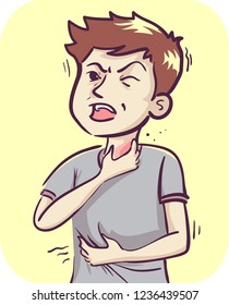 Illustration Of A Man With Paresthesia, Scratching His Neck And Body