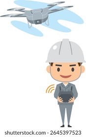 Ilustração de um homem pilotando um drone