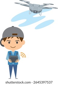 Illustration of a man piloting a drone