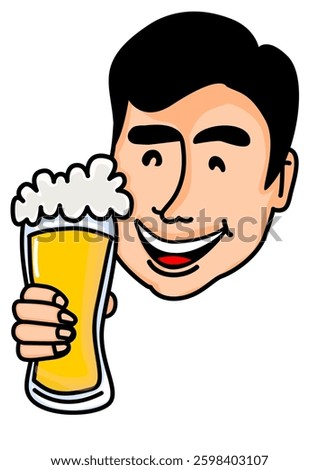 Illustration of a man with a pint of beer