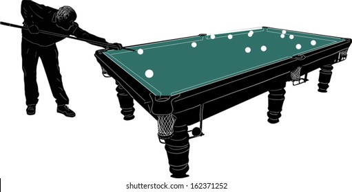 illustration with man play billiards