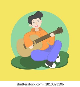 illustration of a man playing acoustic guitar