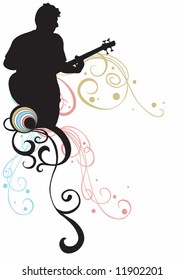 Illustration of a man playing bass