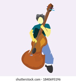 
illustration of a man playing bass guitar