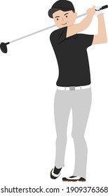 Illustration of a man playing golf. Men are swinging with a driver.