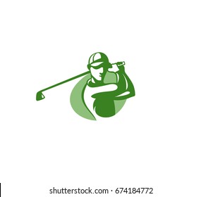 Illustration of a man playing golf, vector illustration