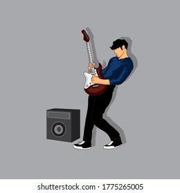 illustration of man playing with guitar