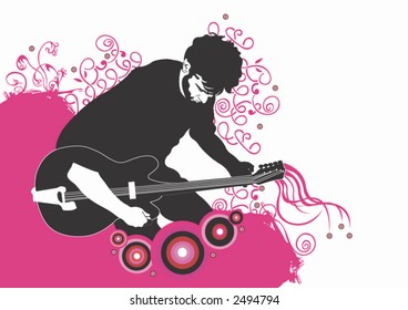 Illustration of a man playing guitar
