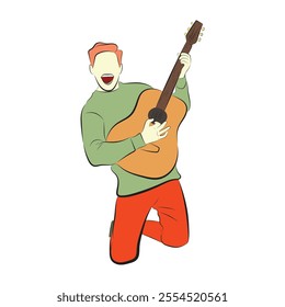 illustration of a man playing guitar,