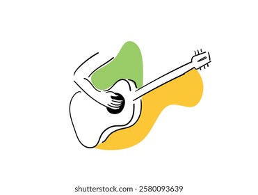 illustration of a man playing the guitar, expressing passion and emotion through music. 
