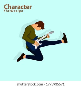 
illustration of man playing guitar music performance