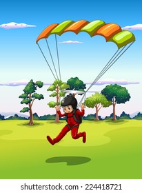 Illustration of a man playing hang glider