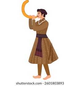 Illustration of Man Playing Shofar
