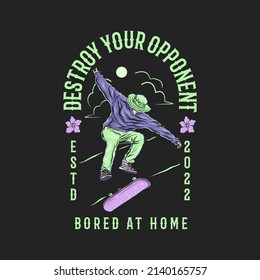 Illustration of a man playing skateboard vintage vector suitable for t-shirt design