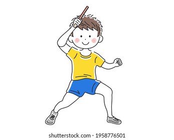 Illustration of a man playing table tennis.
