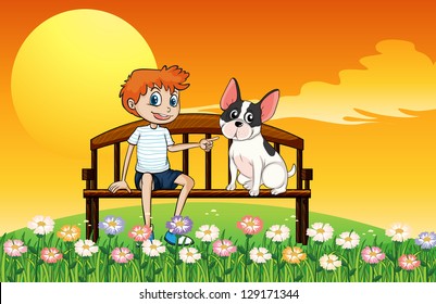 Illustration of a man pointing at the dog
