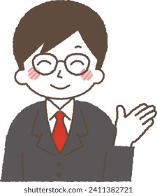 Illustration of a man pointing and explaining.