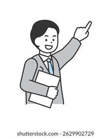 Illustration of a man pointing and explaining - Vector