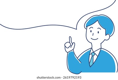 ilustração do homem apontando para os dedos e bolha de fala