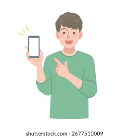 Illustration of a man pointing at smartphone