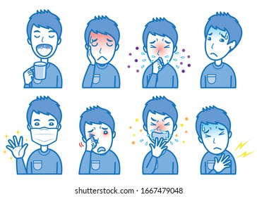 Illustration of the man in poor physical condition