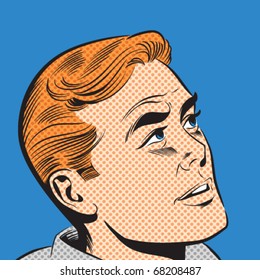 Illustration of a man in a pop art/comic style