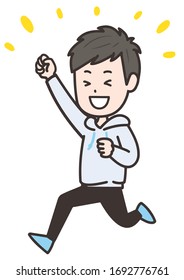 It is an illustration of a man to pose guts. Vector image.