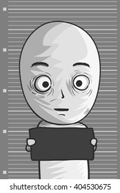 Illustration of a Man Posing for a Mug Shot