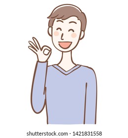 Illustration of a man posing ok