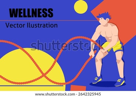 illustration of a man practicing battle ropes