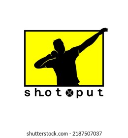 an illustration of a man practicing shot put. can be used for stickers or printed on your clothes