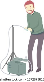 Illustration Of A Man Preparing To Use An Environmental Air Sampling Pump To Test And Monitor Area