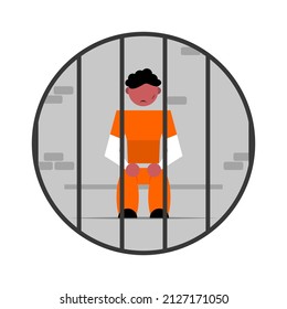 Illustration Of A Man In Prison. Jail, Uniform And Character Vector. 