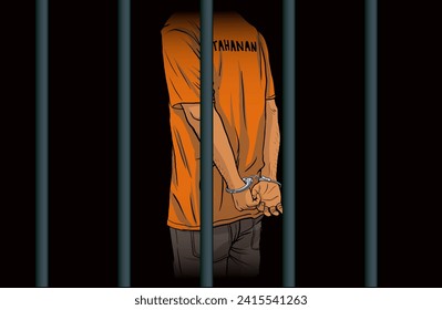 ilustración de un hombre preso en la cárcel