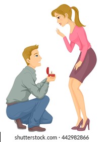 Illustration of a Man Proposing to His Girlfriend