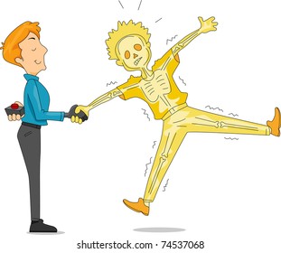 Illustration of a Man Pulling an Electric Handshake Prank