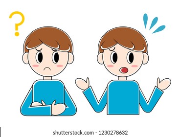 Illustration of man: question,bewilderment