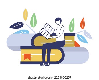 illustration of a man reading a book