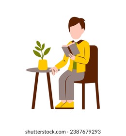 Illustration Of Man Reading Book