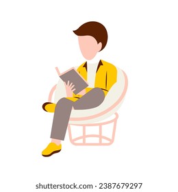 Illustration Of Man Reading Book