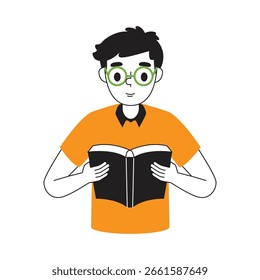 Illustration of a man reading a book. Man illustration design