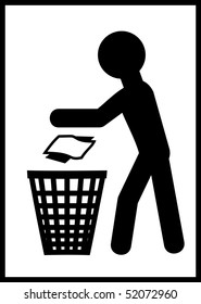 Illustration of man and recycled bin - vector