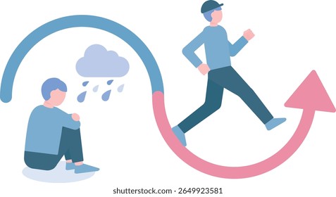 Illustration of a Man Reinvented by the Power of Adversity