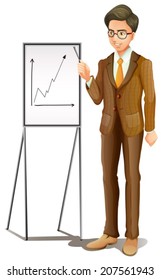 Illustration of a man reporting on a white background
