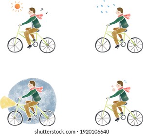 Illustration of a man riding a bicycle