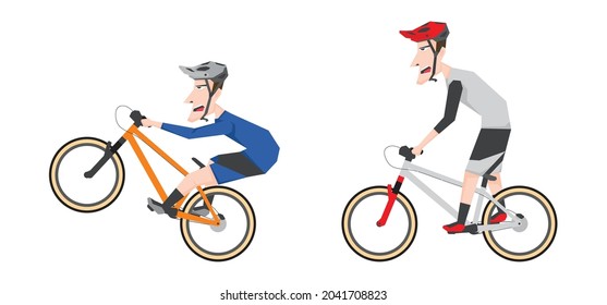 An illustration of man riding bike
