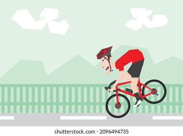 An illustration of man riding bike and do some trick