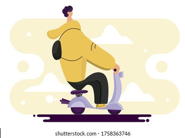 illustration of a man riding a motorcycle