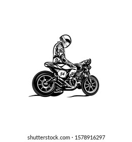 illustration of man riding motorcycle for t shirt and other uses