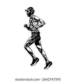Illustration of a man runner with duotone vector concept. Pop Art Runner Vector Illustration.